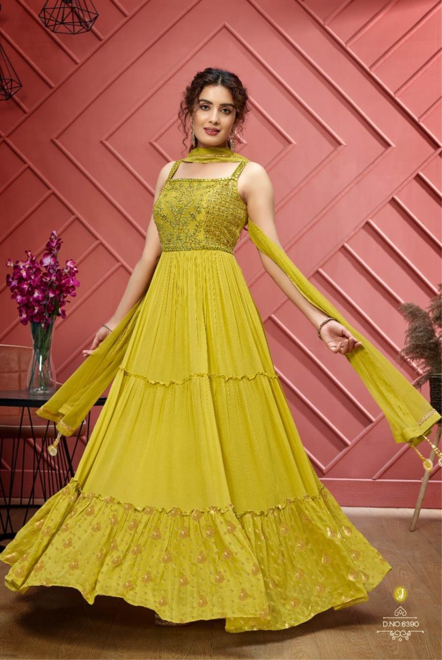 Yellow Party Wear Dress Indian Pakistani Women Girl Readymade Flared Gown  Kurti | eBay